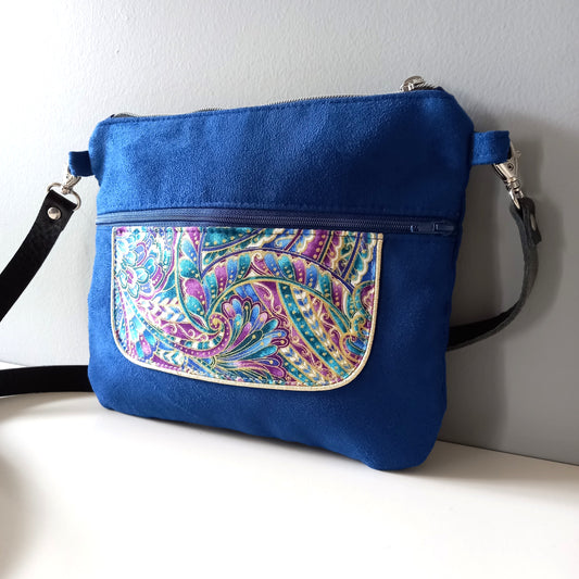 Sac Musette bleu arabesques or